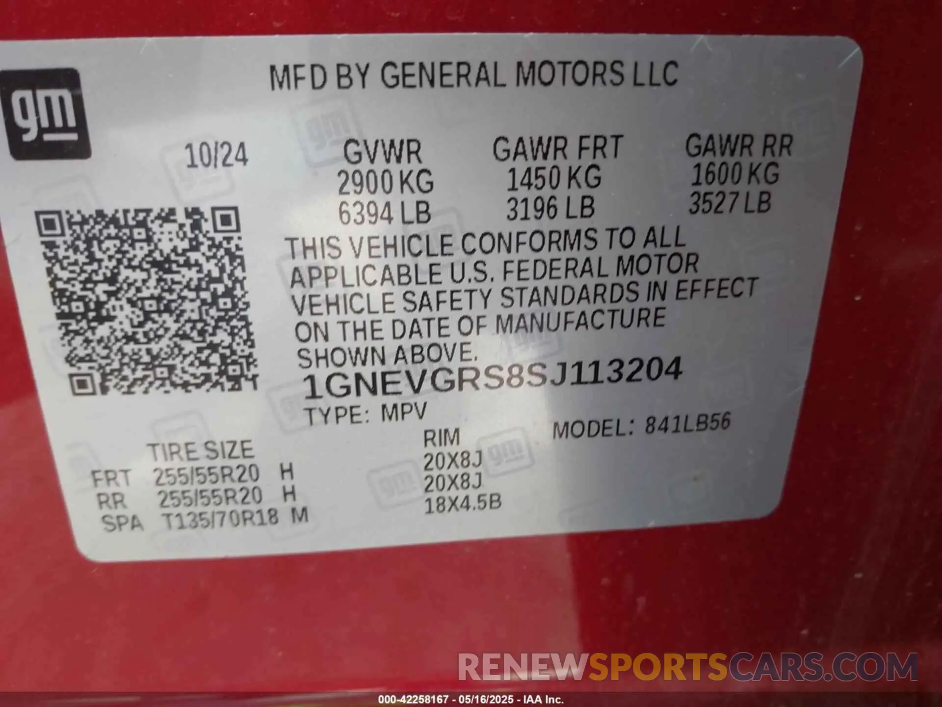 9 fotografías del automóvil dañado 1GNEVGRS8SJ113204 CHEVROLET TRAVERSE 2025