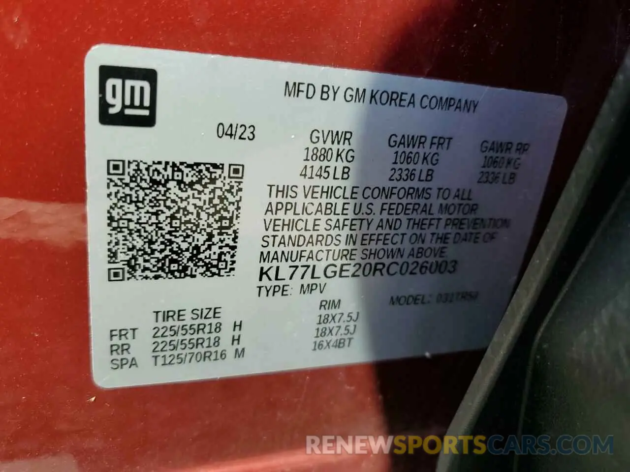 14 fotografías del automóvil dañado KL77LGE20RC026003 CHEVROLET TRAX 1RS 2024