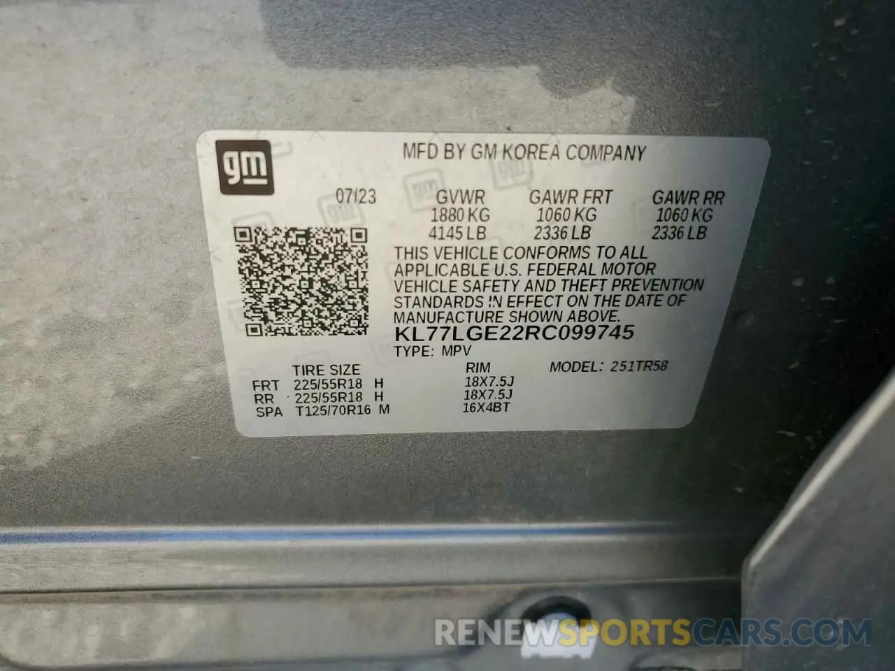 12 fotografías del automóvil dañado KL77LGE22RC099745 CHEVROLET TRAX 1RS 2024