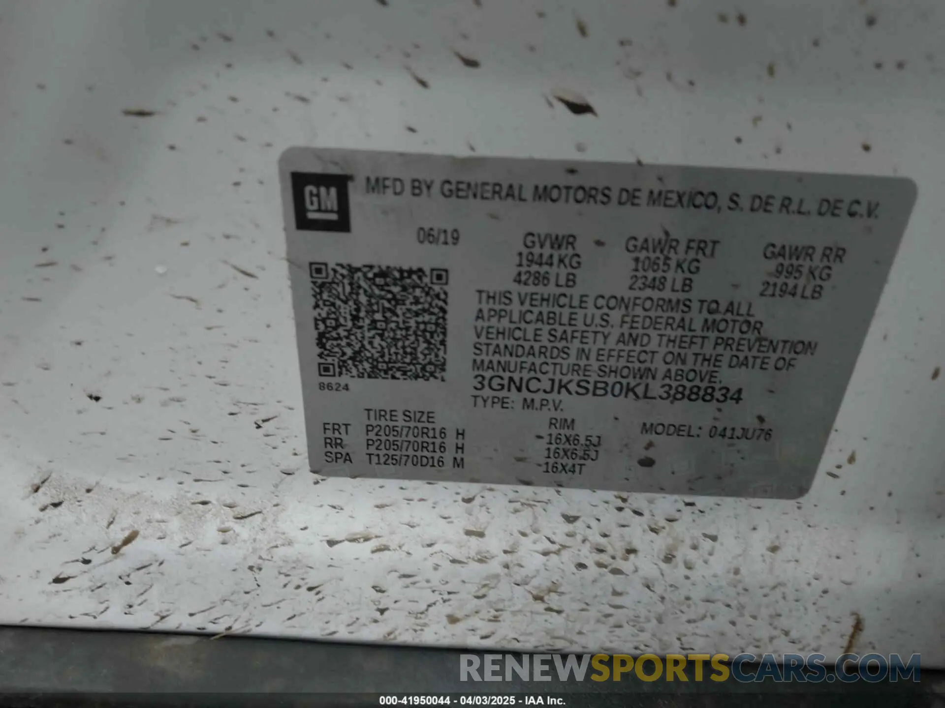 9 fotografías del automóvil dañado 3GNCJKSB0KL388834 CHEVROLET TRAX 2019