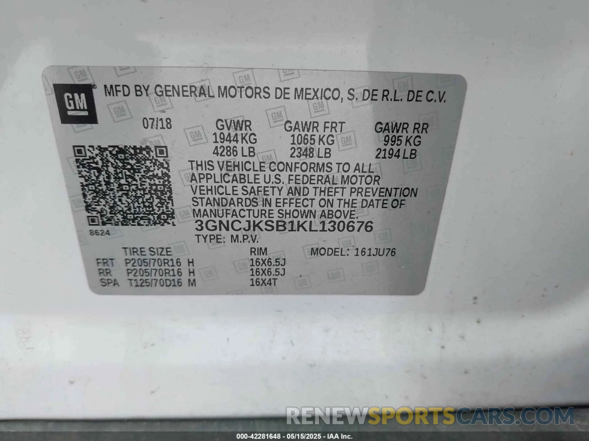 9 fotografías del automóvil dañado 3GNCJKSB1KL130676 CHEVROLET TRAX 2019