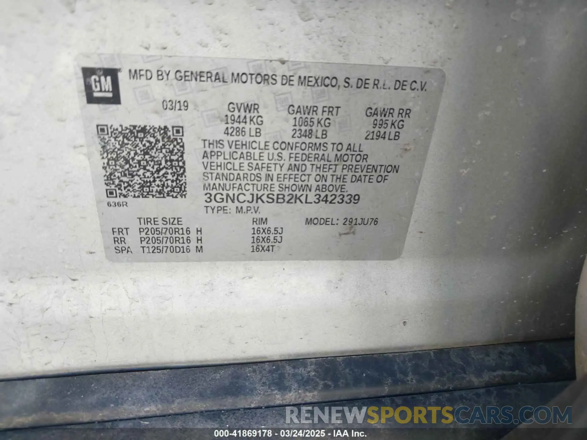 9 fotografías del automóvil dañado 3GNCJKSB2KL342339 CHEVROLET TRAX 2019
