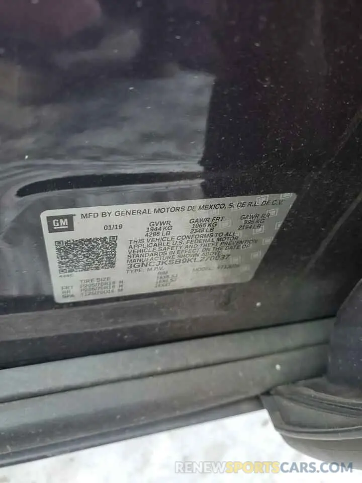 12 fotografías del automóvil dañado 3GNCJKSB9KL270037 CHEVROLET TRAX 2019