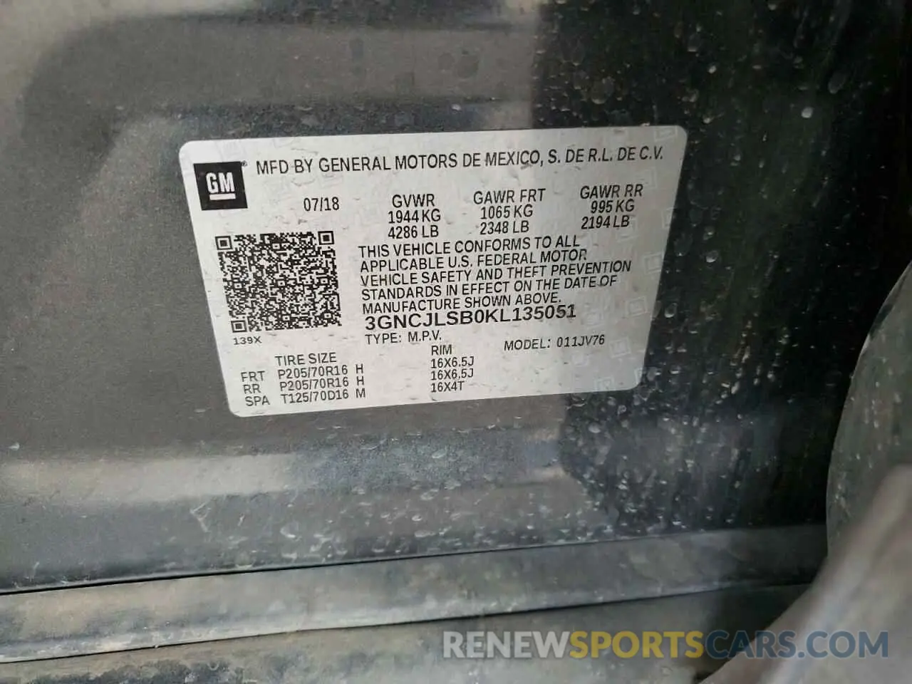 15 fotografías del automóvil dañado 3GNCJLSB0KL135051 CHEVROLET TRAX 2019