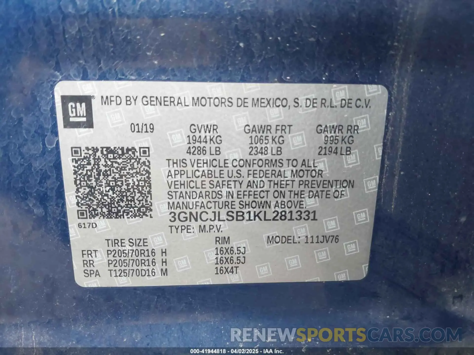 9 fotografías del automóvil dañado 3GNCJLSB1KL281331 CHEVROLET TRAX 2019