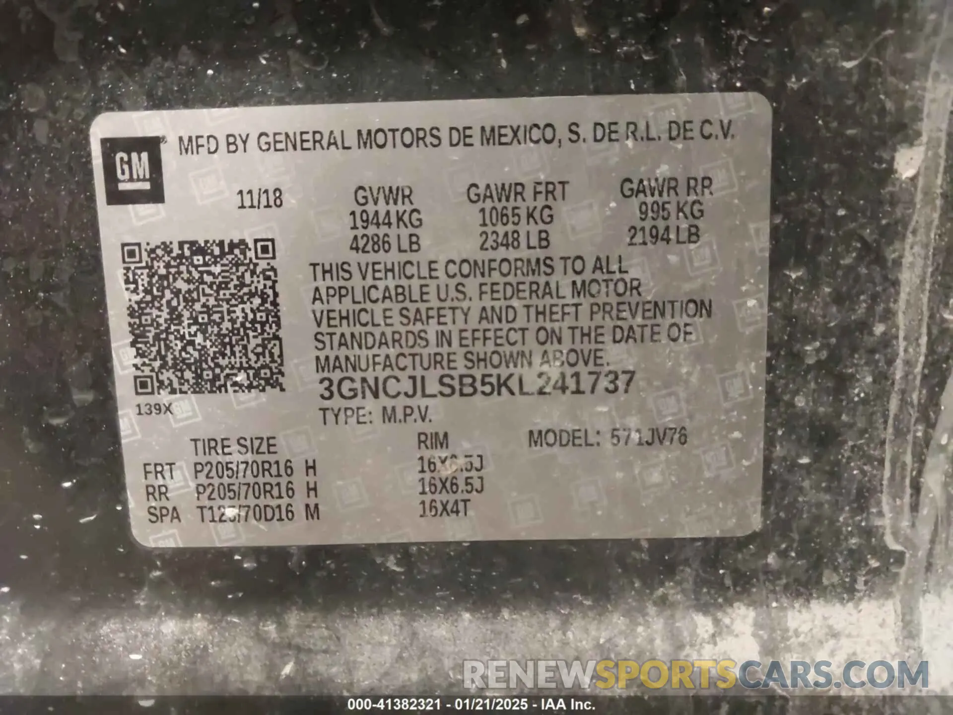 9 fotografías del automóvil dañado 3GNCJLSB5KL241737 CHEVROLET TRAX 2019