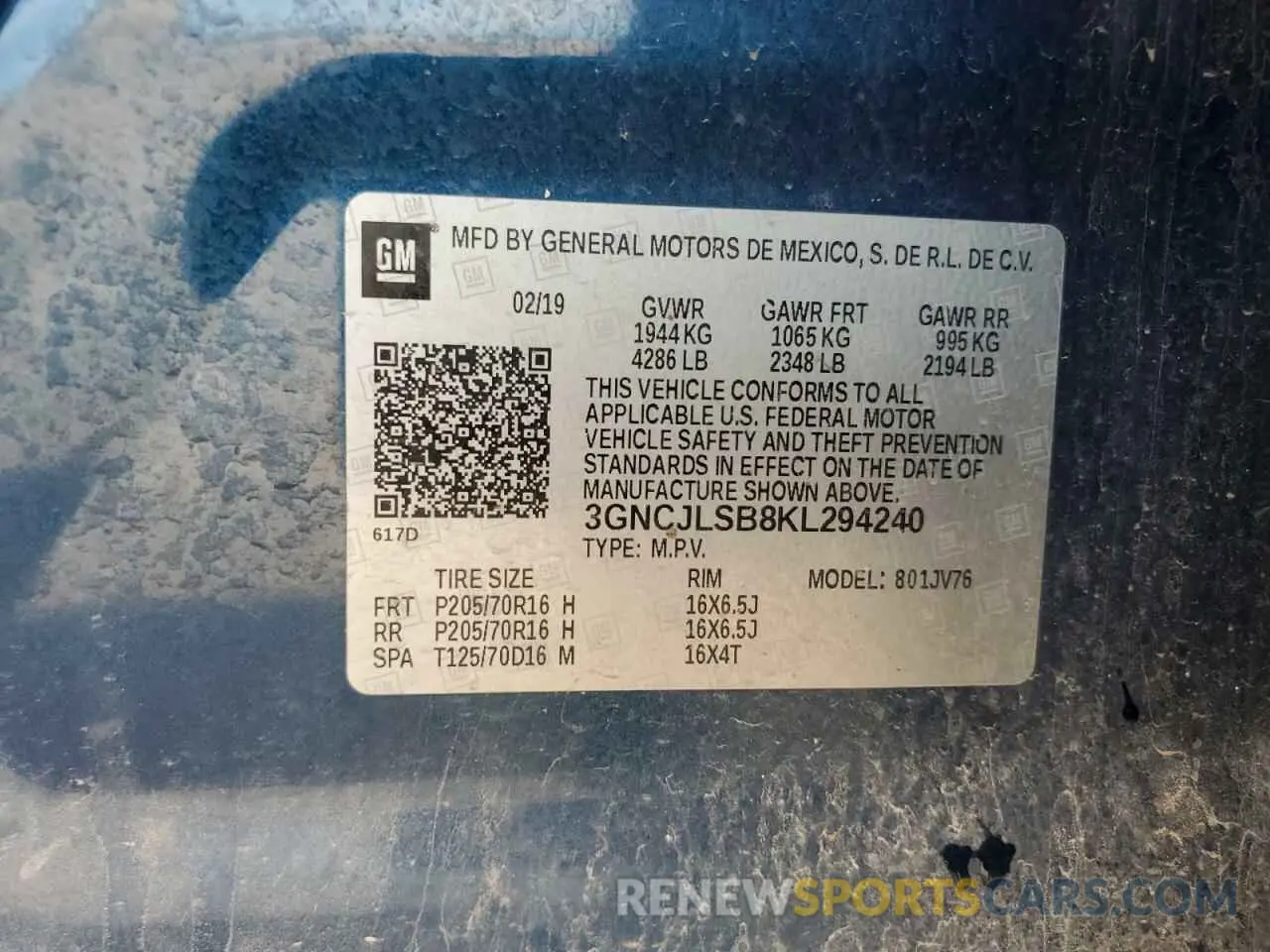 13 fotografías del automóvil dañado 3GNCJLSB8KL294240 CHEVROLET TRAX 2019