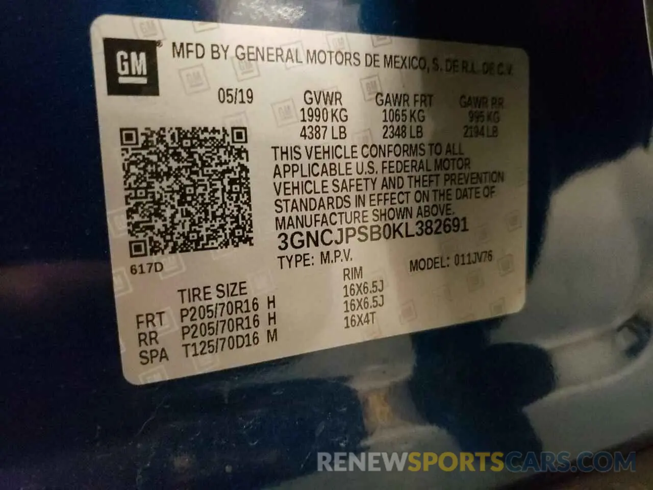 13 fotografías del automóvil dañado 3GNCJPSB0KL382691 CHEVROLET TRAX 2019