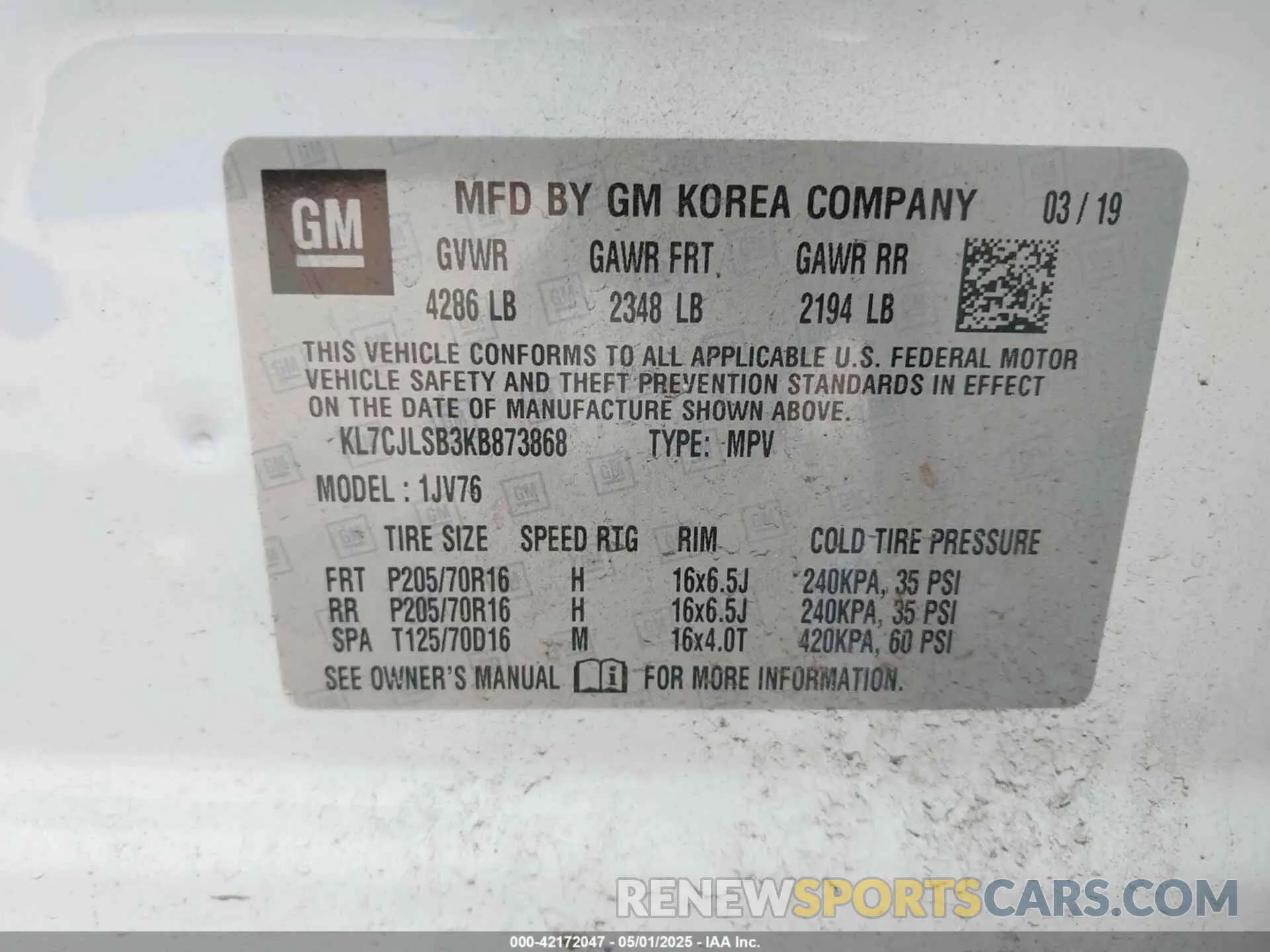 9 fotografías del automóvil dañado KL7CJLSB3KB873868 CHEVROLET TRAX 2019