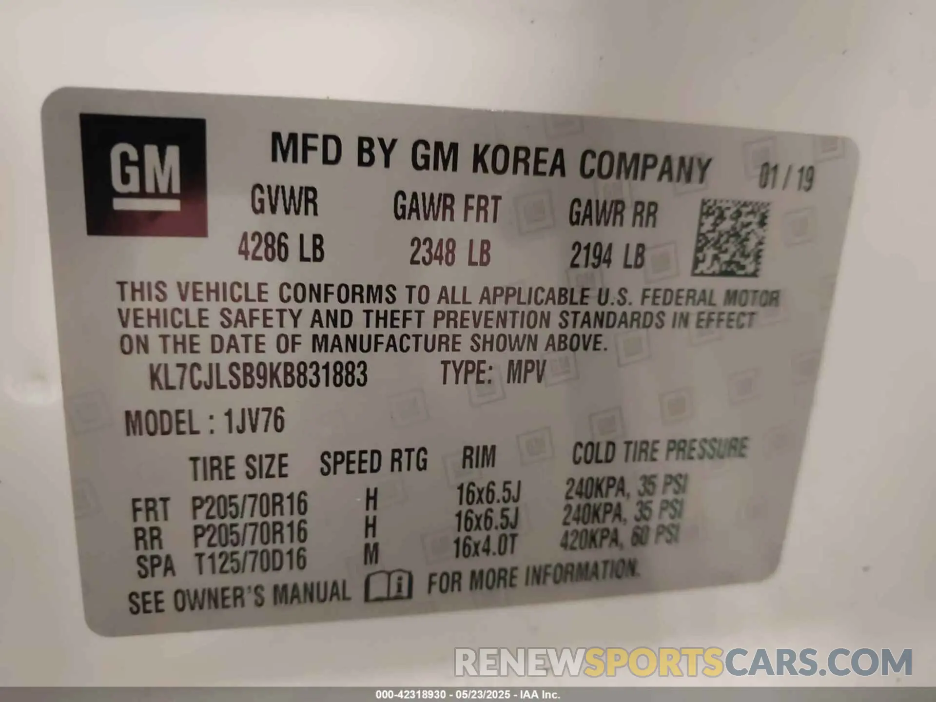 9 fotografías del automóvil dañado KL7CJLSB9KB831883 CHEVROLET TRAX 2019