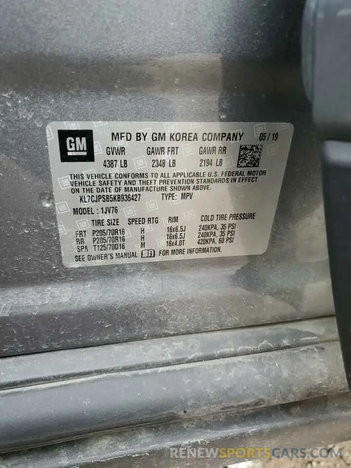 14 fotografías del automóvil dañado KL7CJPSB5KB936427 CHEVROLET TRAX 2019
