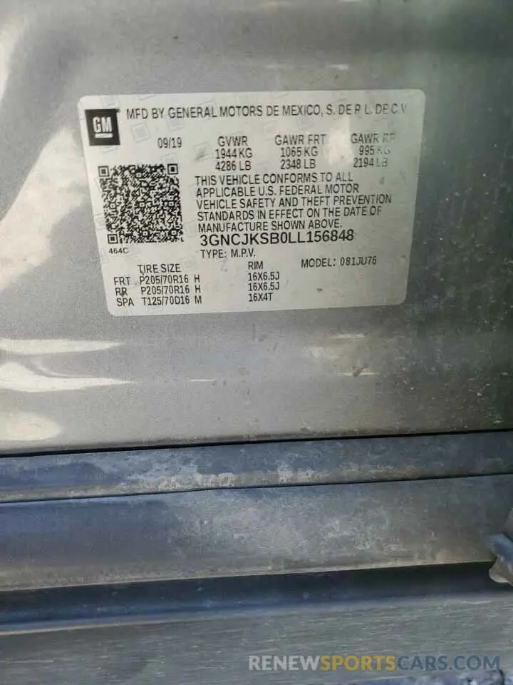 15 fotografías del automóvil dañado 3GNCJKSB0LL156848 CHEVROLET TRAX 2020