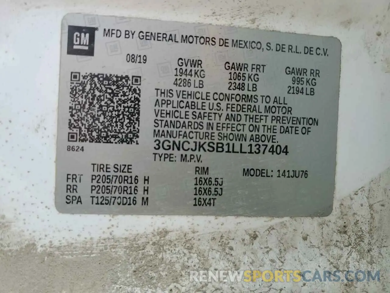 13 fotografías del automóvil dañado 3GNCJKSB1LL137404 CHEVROLET TRAX 2020