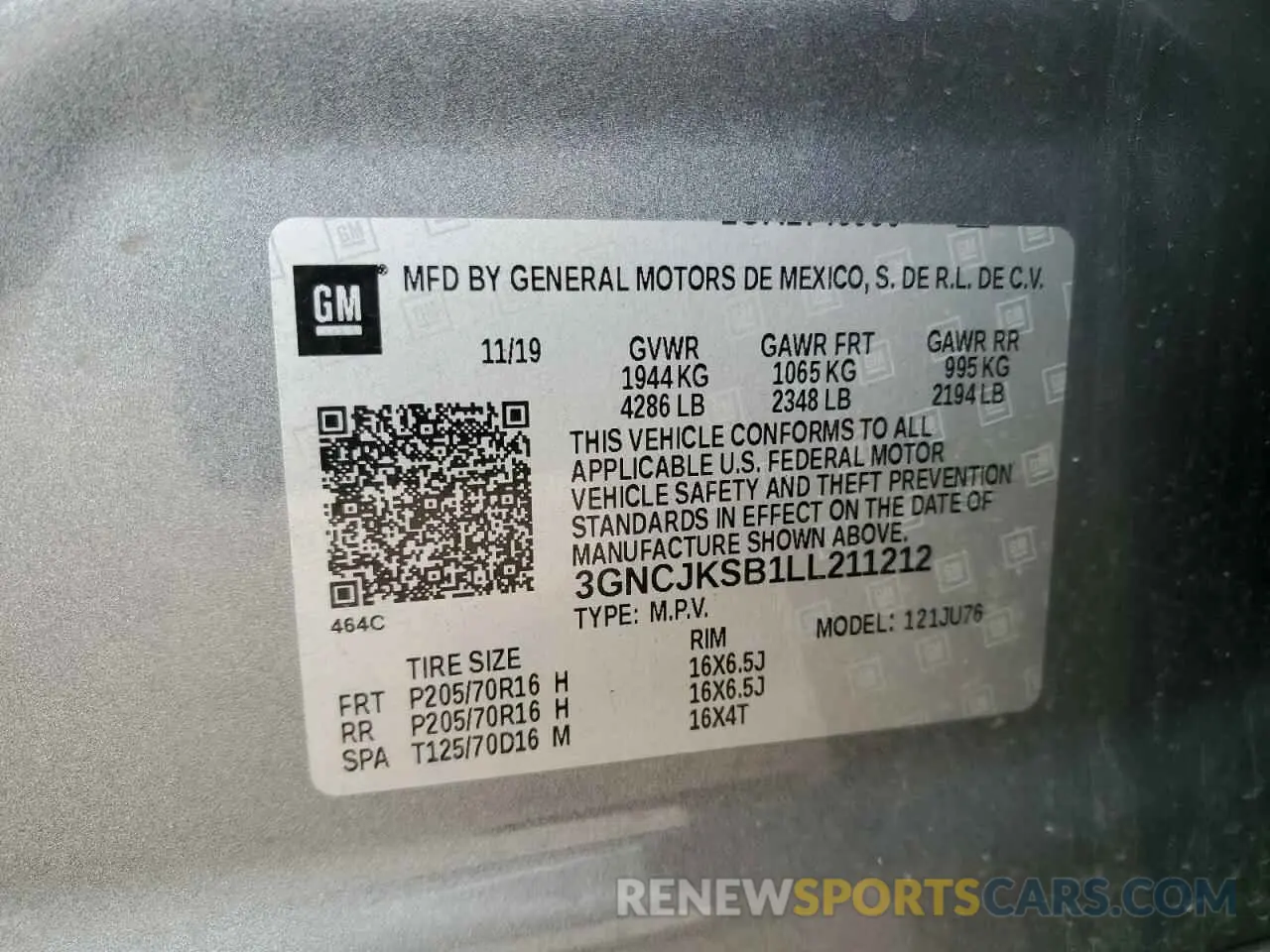 13 fotografías del automóvil dañado 3GNCJKSB1LL211212 CHEVROLET TRAX 2020