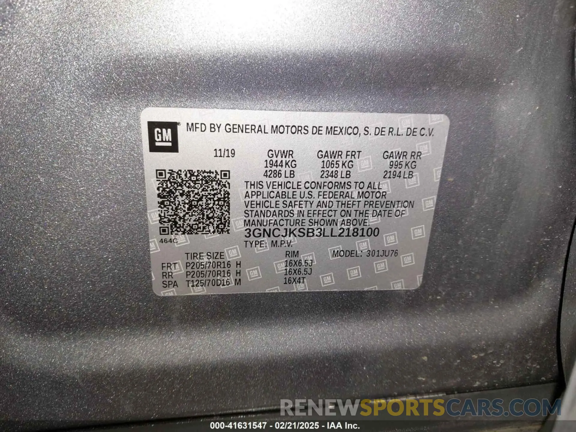 9 fotografías del automóvil dañado 3GNCJKSB3LL218100 CHEVROLET TRAX 2020
