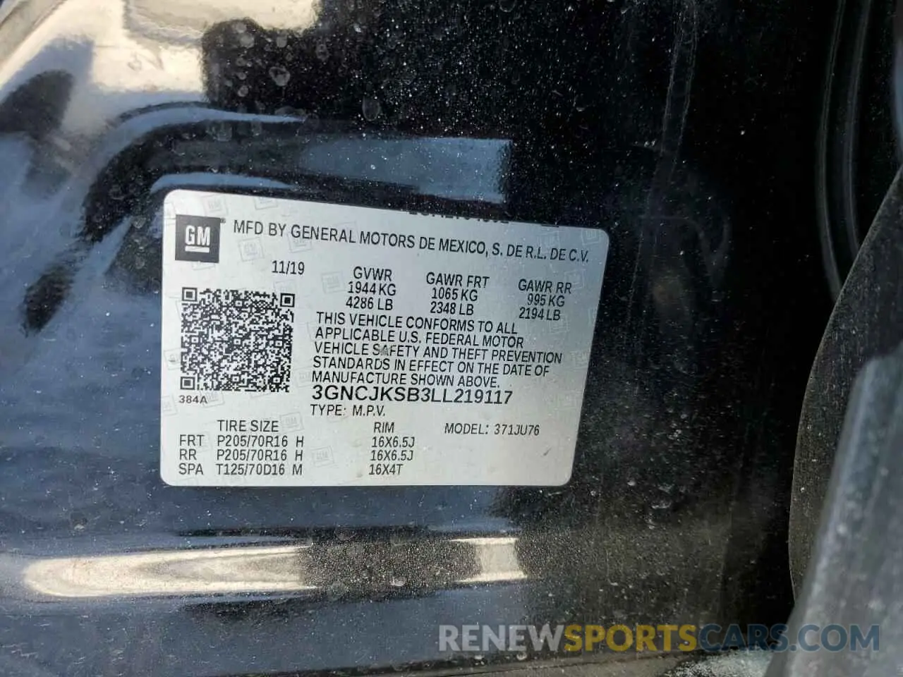 14 fotografías del automóvil dañado 3GNCJKSB3LL219117 CHEVROLET TRAX 2020