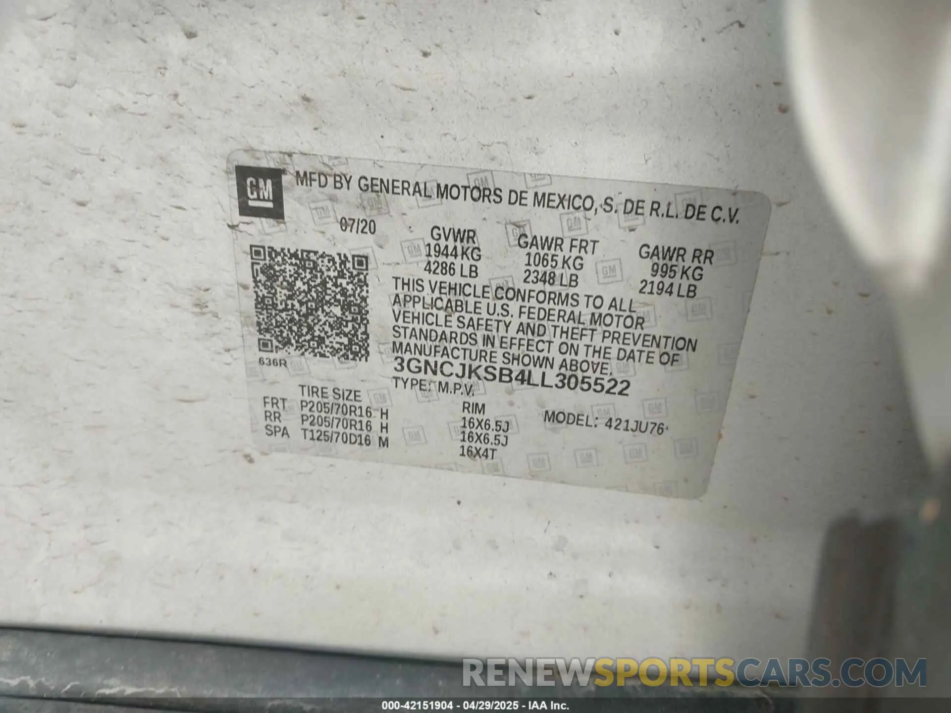 9 fotografías del automóvil dañado 3GNCJKSB4LL305522 CHEVROLET TRAX 2020