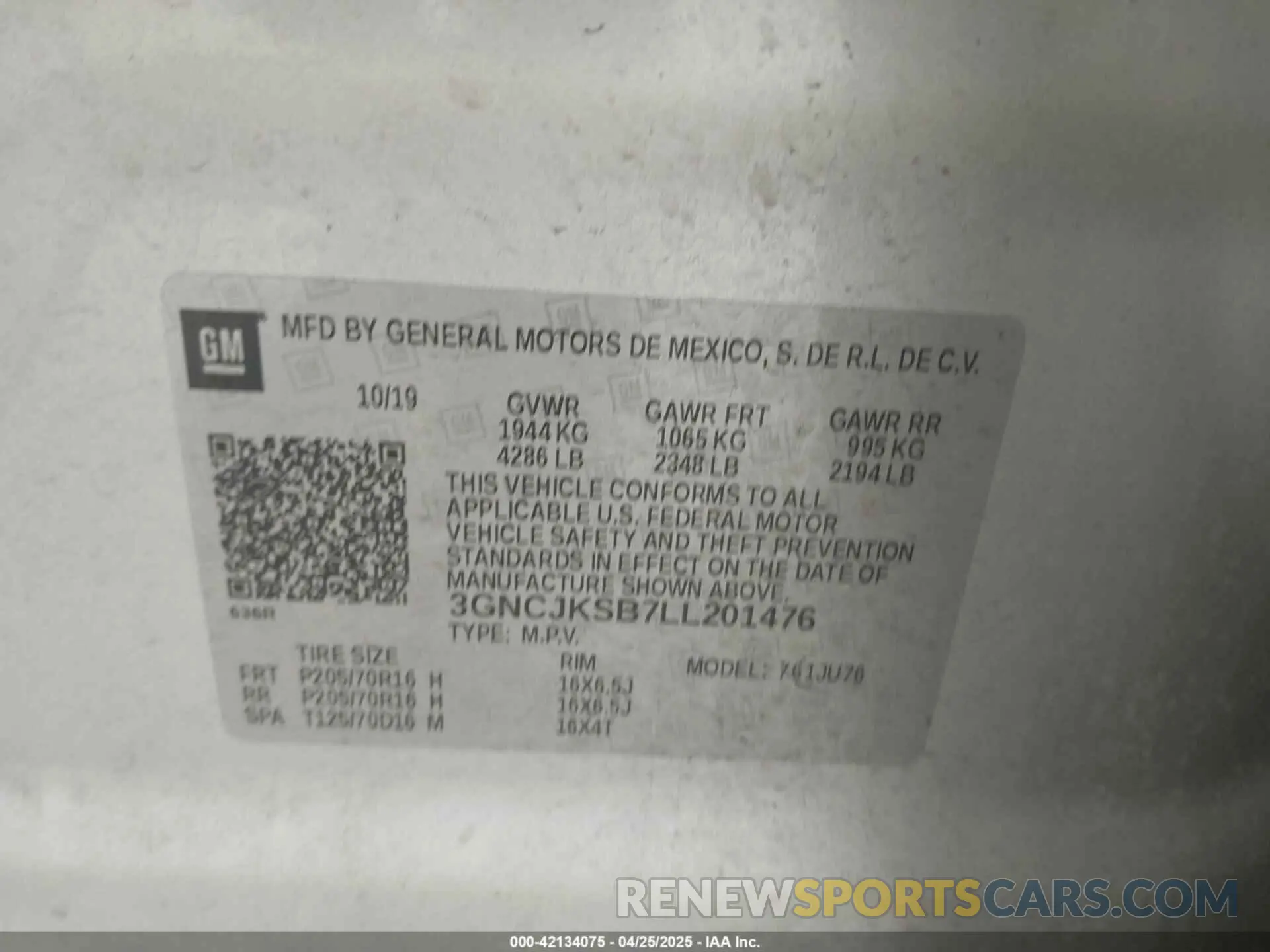9 fotografías del automóvil dañado 3GNCJKSB7LL201476 CHEVROLET TRAX 2020