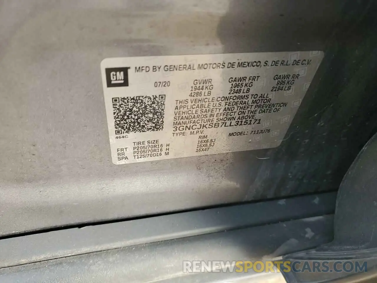 14 fotografías del automóvil dañado 3GNCJKSB7LL315171 CHEVROLET TRAX 2020