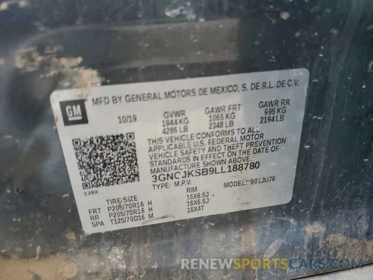 12 fotografías del automóvil dañado 3GNCJKSB9LL188780 CHEVROLET TRAX 2020