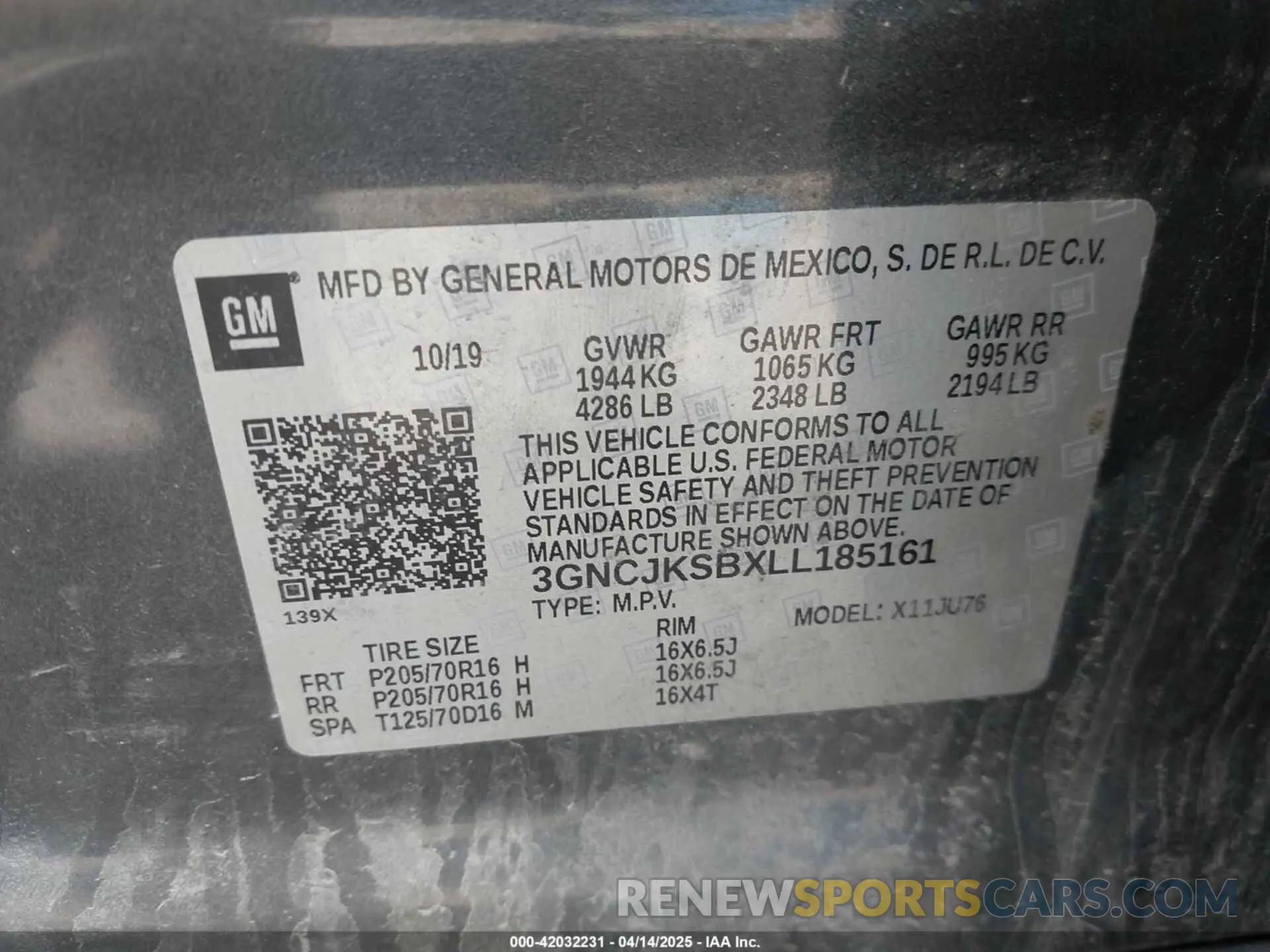 7 fotografías del automóvil dañado 3GNCJKSBXLL185161 CHEVROLET TRAX 2020
