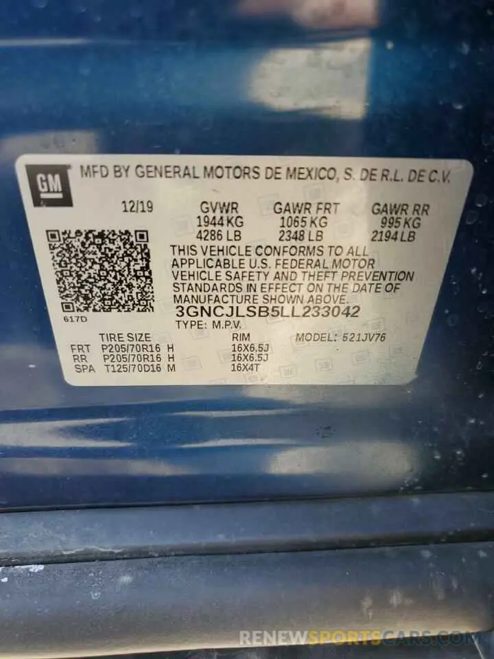 15 fotografías del automóvil dañado 3GNCJLSB5LL233042 CHEVROLET TRAX 2020