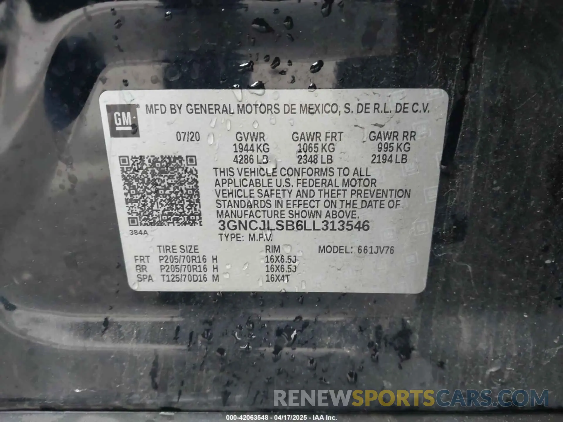 9 fotografías del automóvil dañado 3GNCJLSB6LL313546 CHEVROLET TRAX 2020