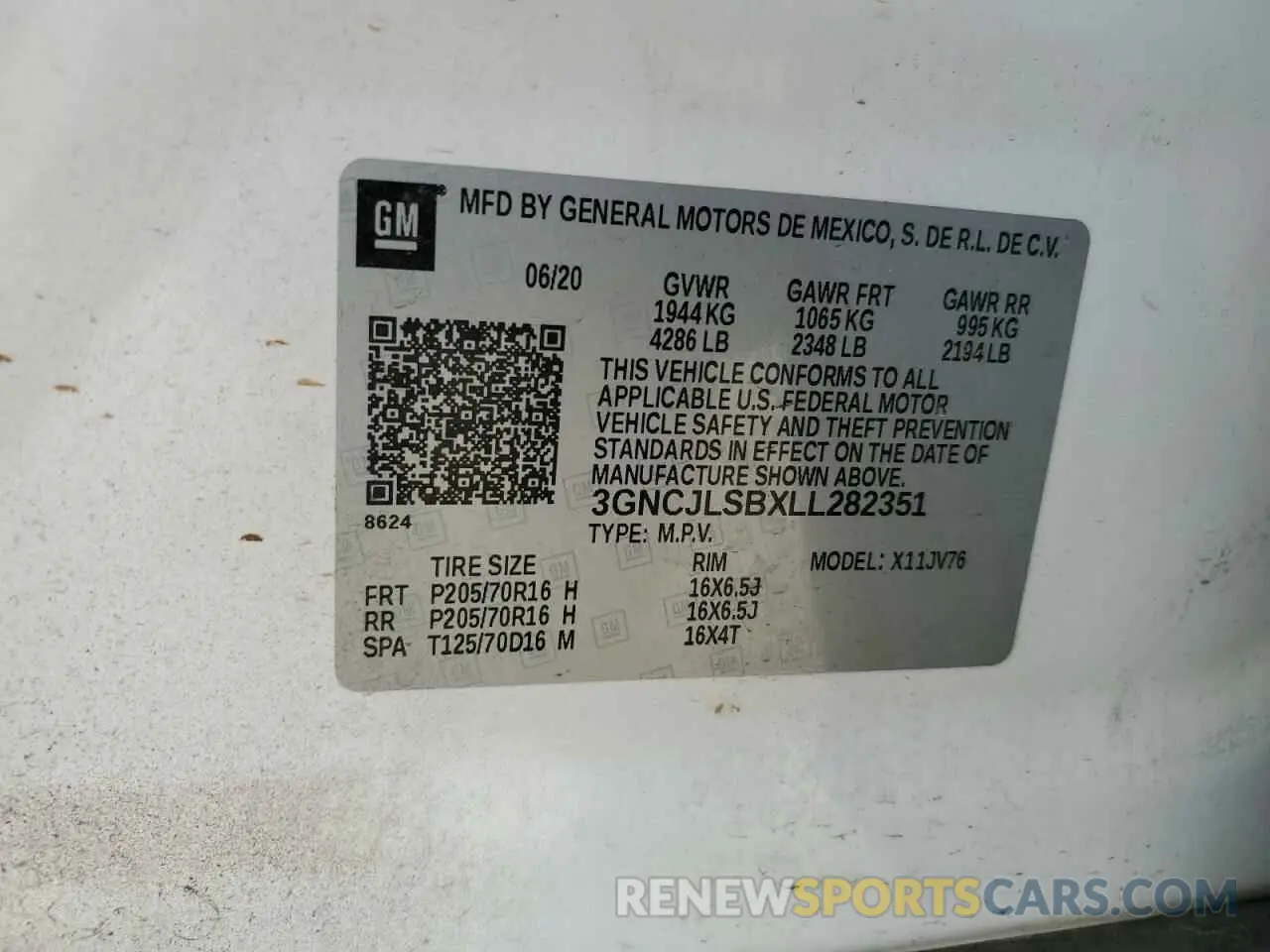 15 fotografías del automóvil dañado 3GNCJLSBXLL282351 CHEVROLET TRAX 2020