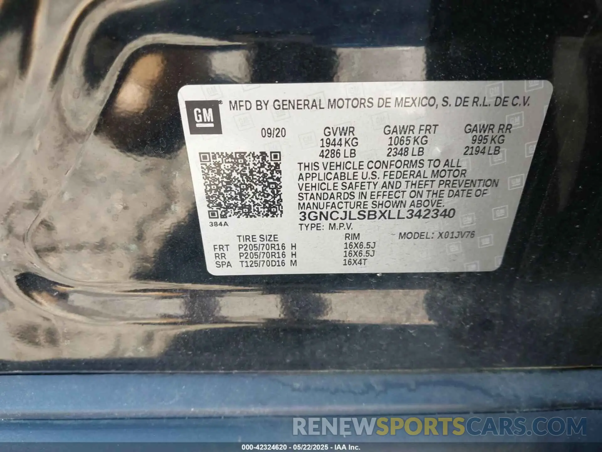 9 fotografías del automóvil dañado 3GNCJLSBXLL342340 CHEVROLET TRAX 2020