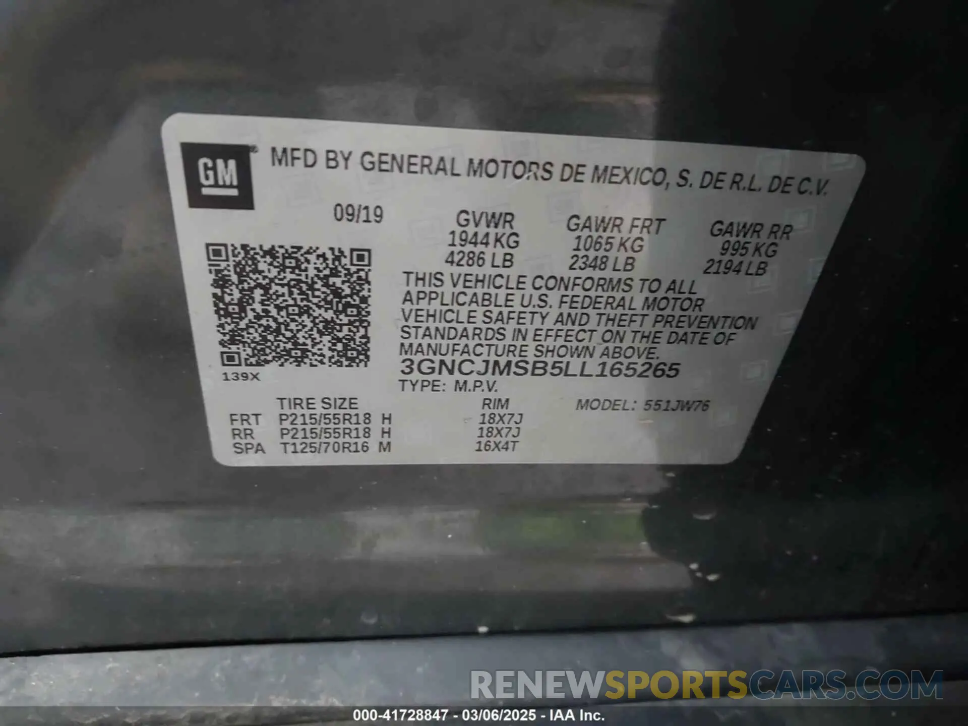 9 fotografías del automóvil dañado 3GNCJMSB5LL165265 CHEVROLET TRAX 2020