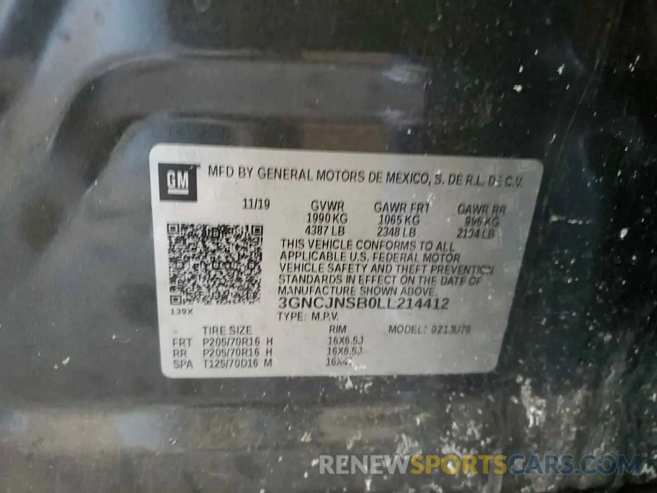 12 fotografías del automóvil dañado 3GNCJNSB0LL214412 CHEVROLET TRAX 2020