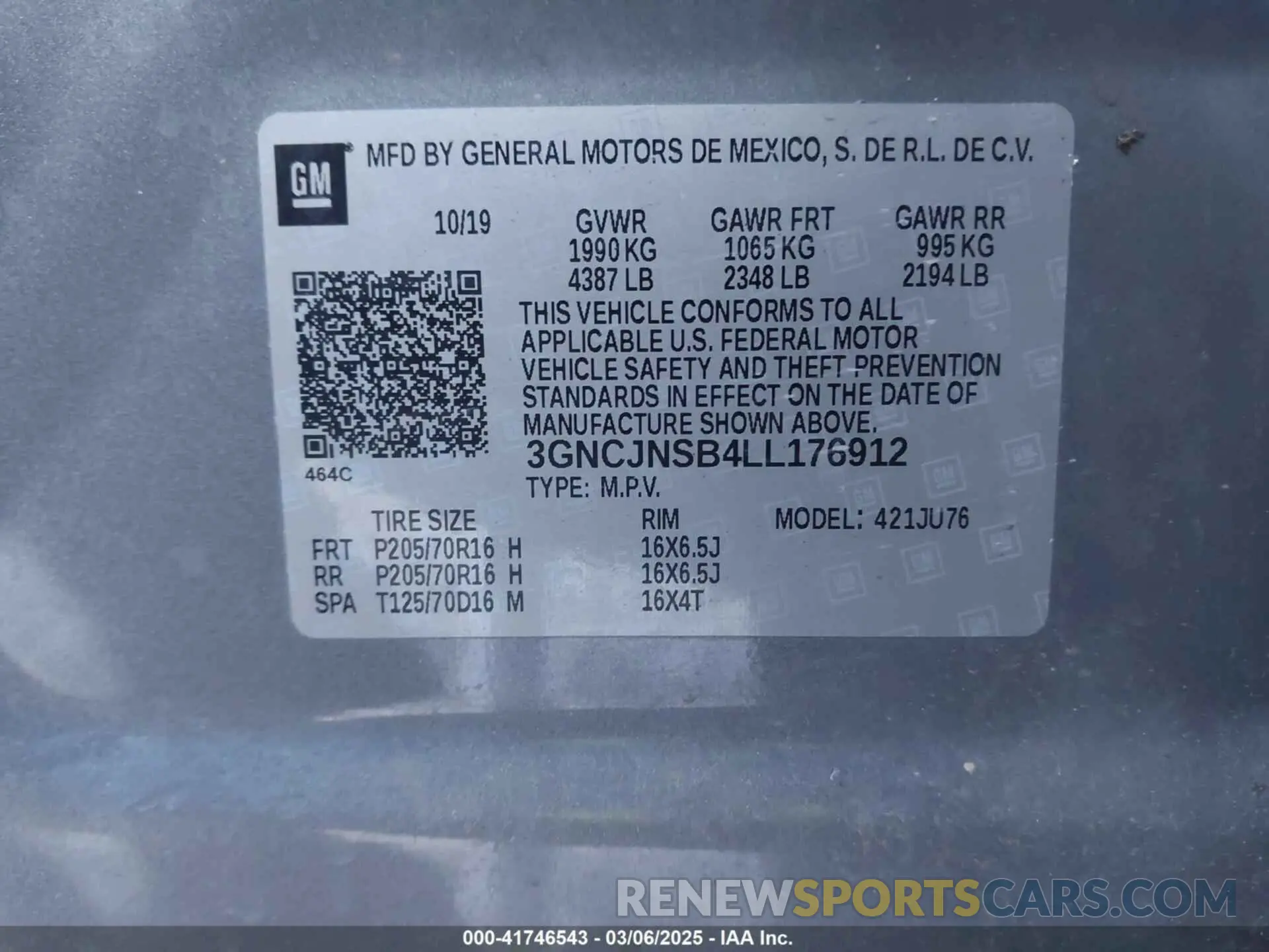 9 fotografías del automóvil dañado 3GNCJNSB4LL176912 CHEVROLET TRAX 2020