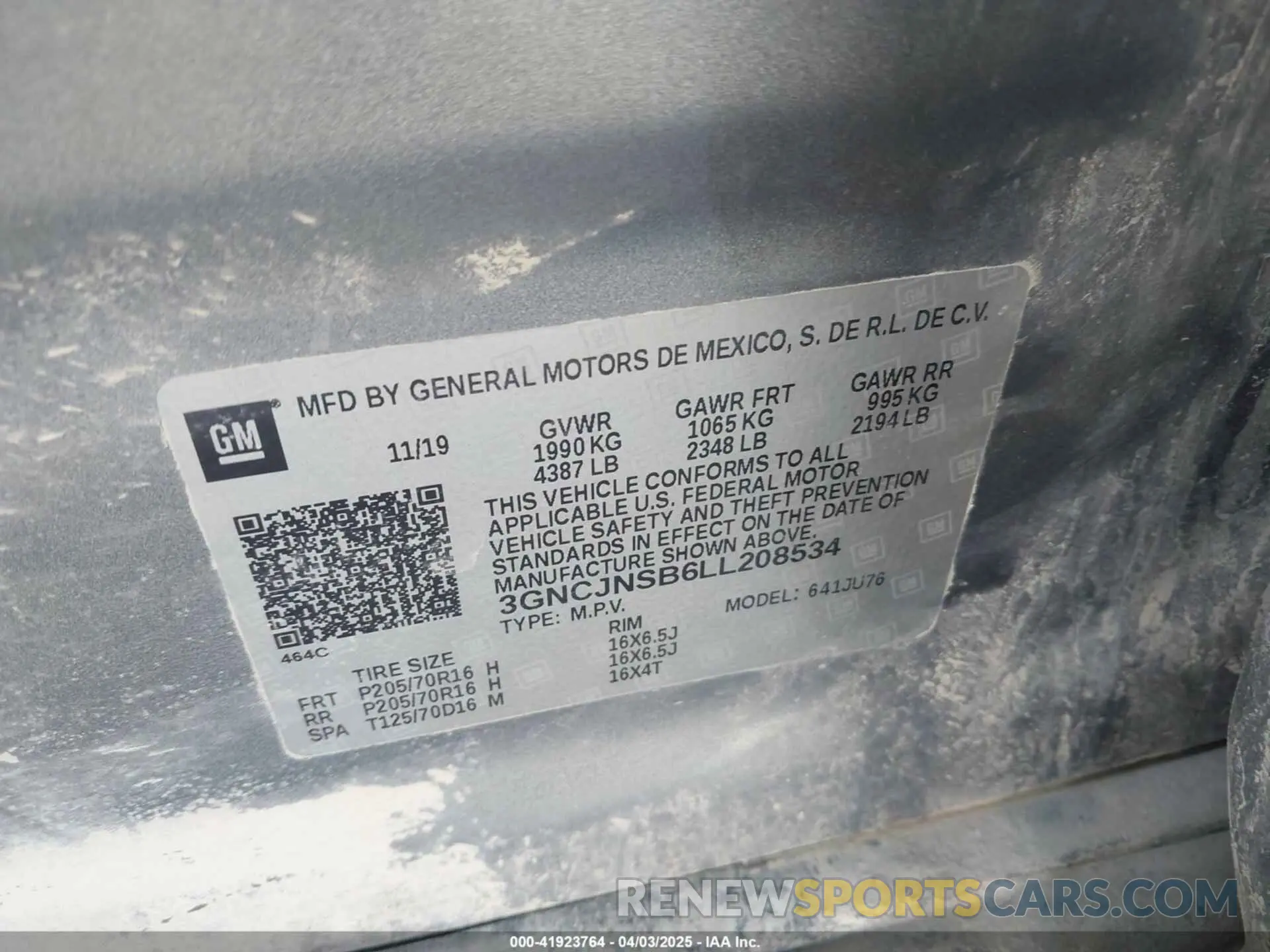 9 fotografías del automóvil dañado 3GNCJNSB6LL208534 CHEVROLET TRAX 2020