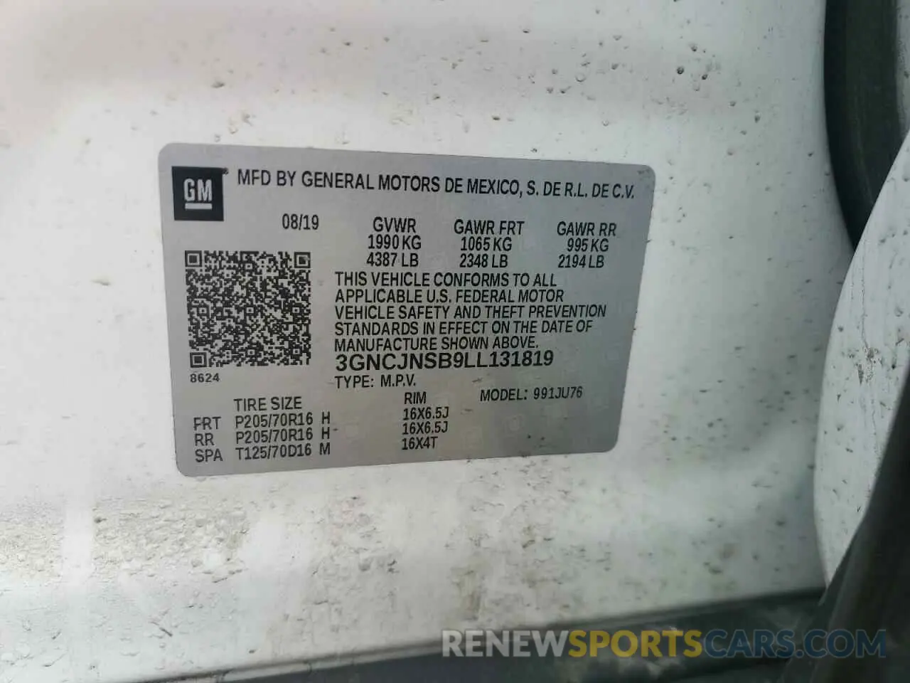 13 fotografías del automóvil dañado 3GNCJNSB9LL131819 CHEVROLET TRAX 2020