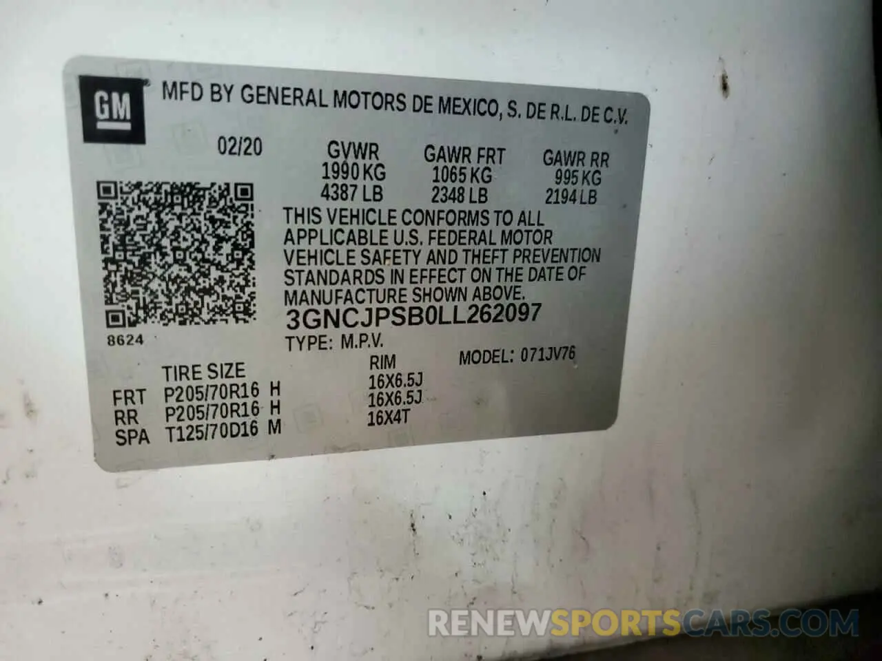 13 fotografías del automóvil dañado 3GNCJPSB0LL262097 CHEVROLET TRAX 2020