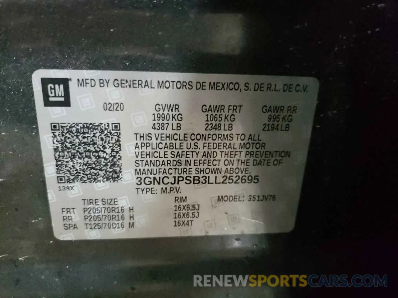 13 fotografías del automóvil dañado 3GNCJPSB3LL252695 CHEVROLET TRAX 2020
