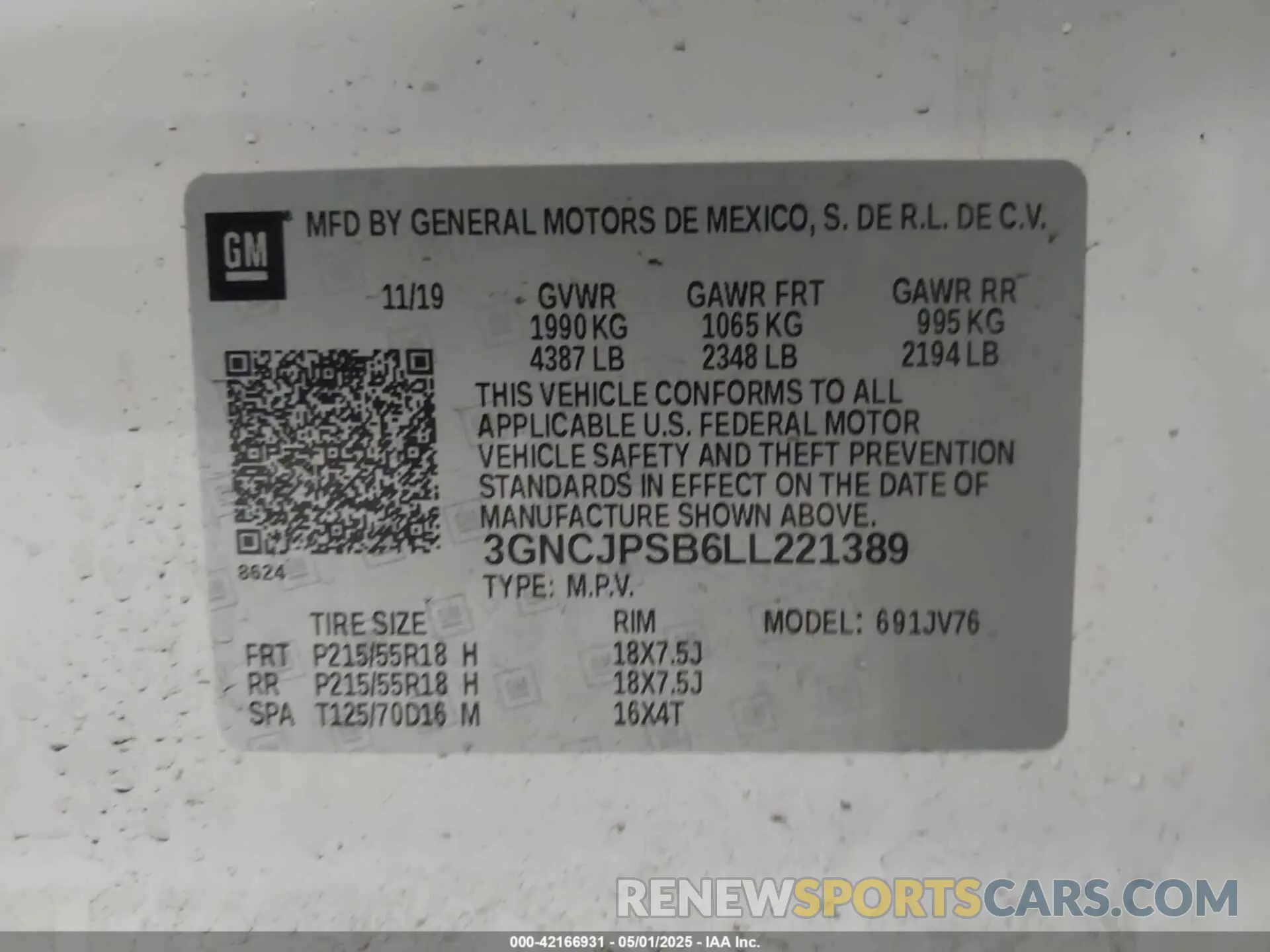9 fotografías del automóvil dañado 3GNCJPSB6LL221389 CHEVROLET TRAX 2020