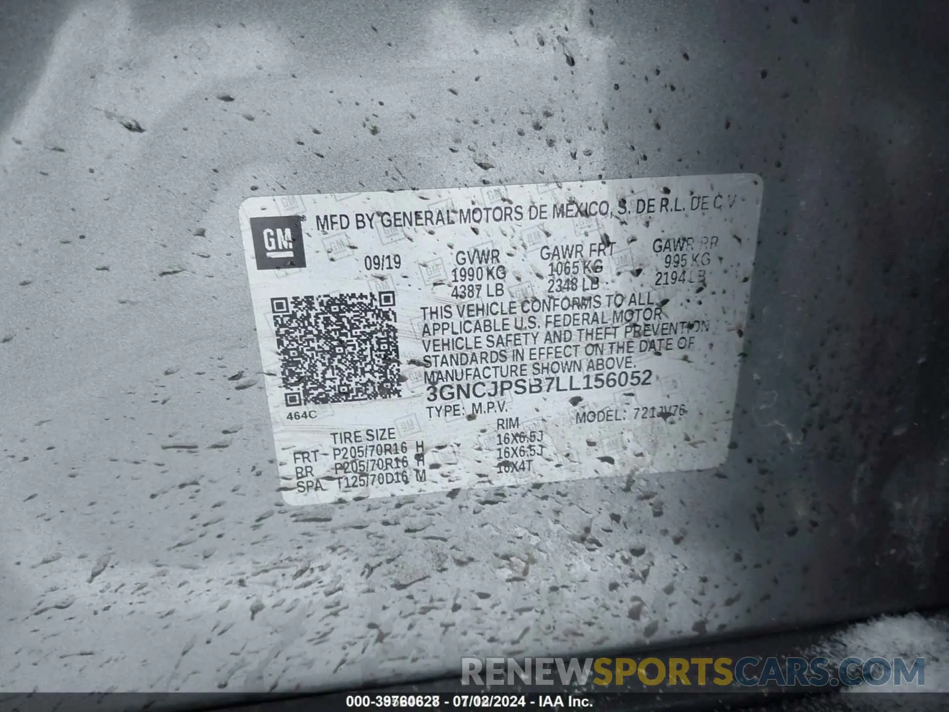 9 fotografías del automóvil dañado 3GNCJPSB7LL156052 CHEVROLET TRAX 2020