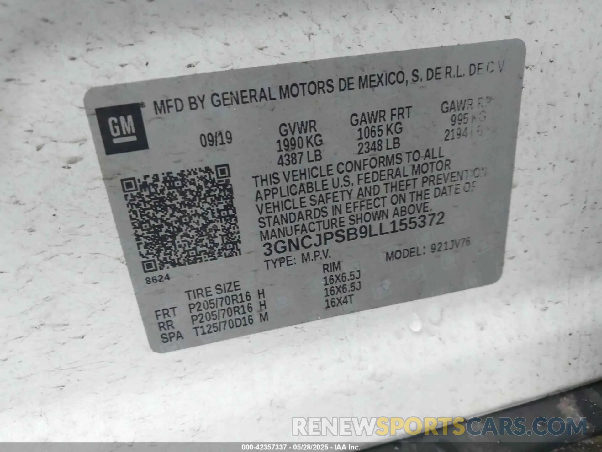 9 fotografías del automóvil dañado 3GNCJPSB9LL155372 CHEVROLET TRAX 2020