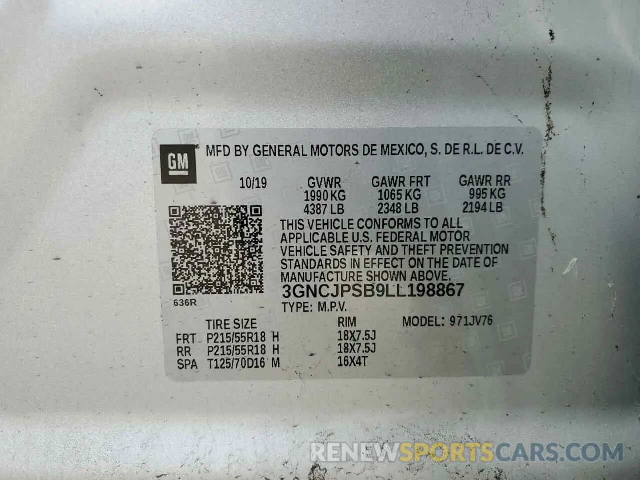 13 fotografías del automóvil dañado 3GNCJPSB9LL198867 CHEVROLET TRAX 2020