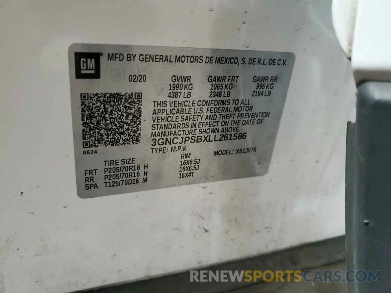 13 fotografías del automóvil dañado 3GNCJPSBXLL261586 CHEVROLET TRAX 2020