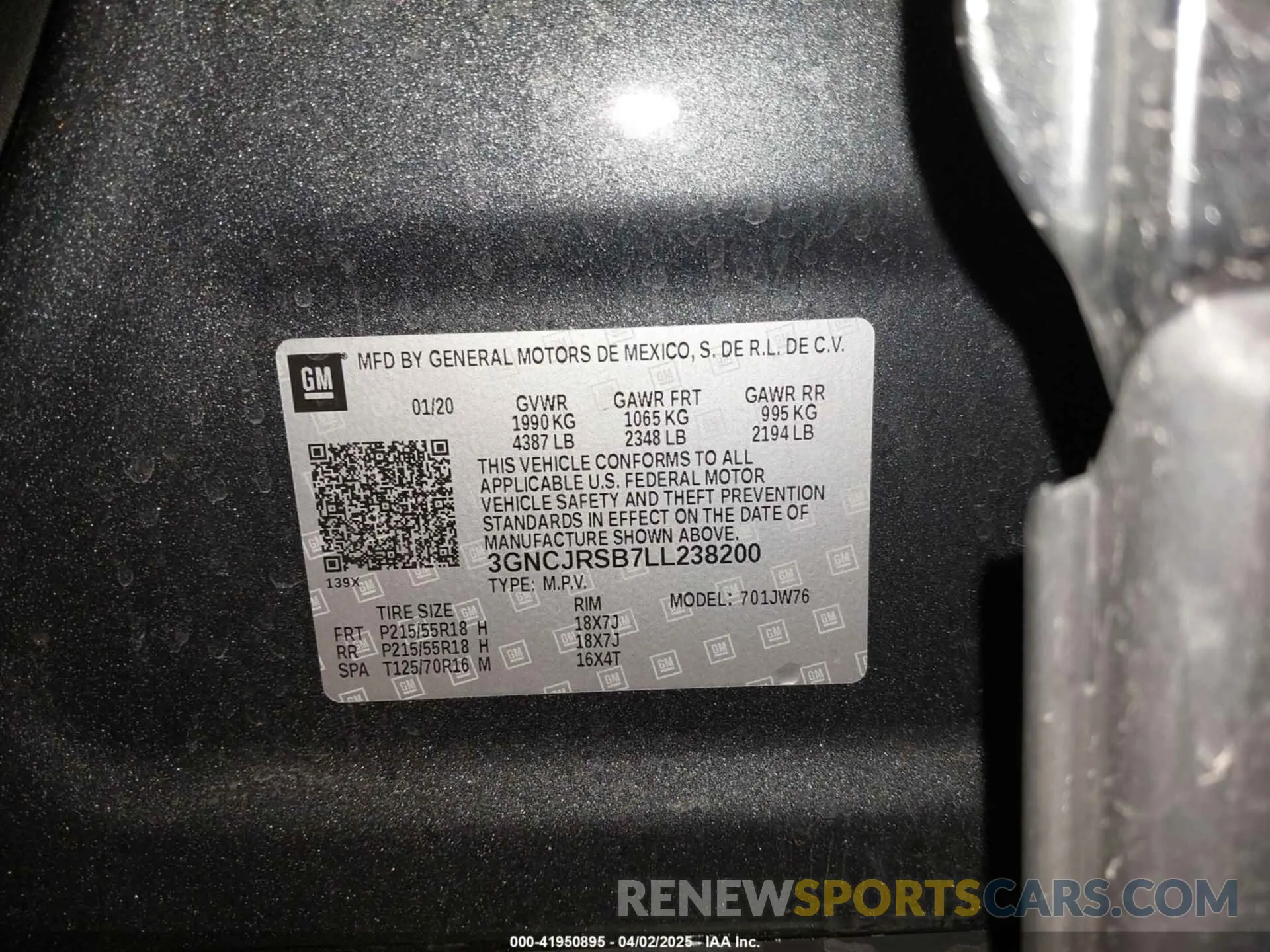 9 fotografías del automóvil dañado 3GNCJRSB7LL238200 CHEVROLET TRAX 2020
