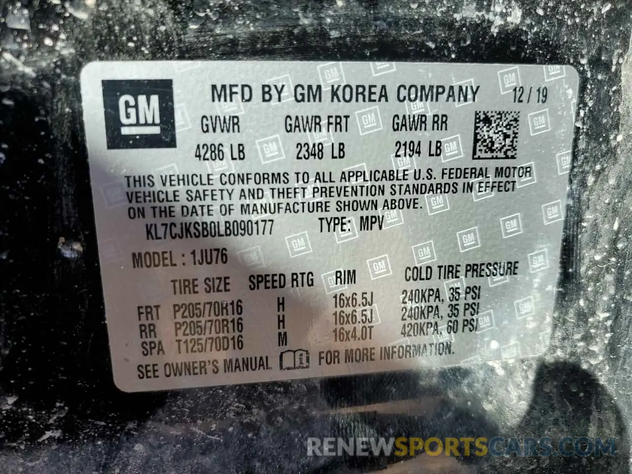 14 fotografías del automóvil dañado KL7CJKSB0LB090177 CHEVROLET TRAX 2020
