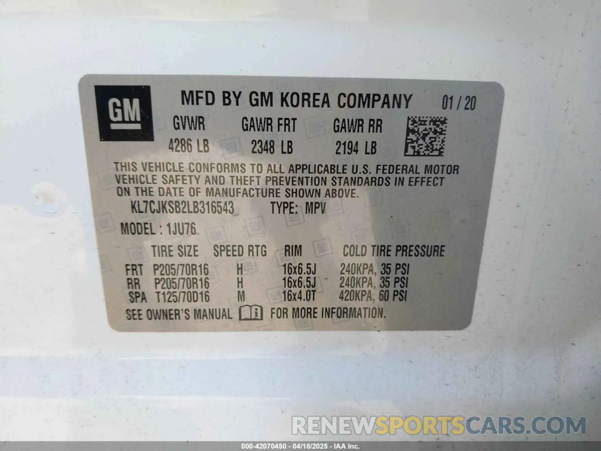 9 fotografías del automóvil dañado KL7CJKSB2LB316543 CHEVROLET TRAX 2020