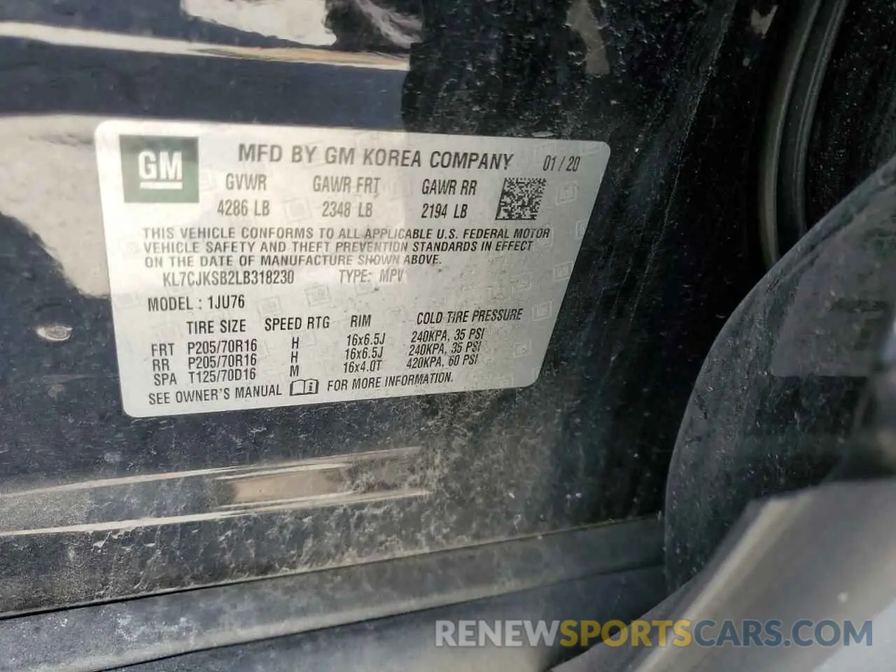 13 fotografías del automóvil dañado KL7CJKSB2LB318230 CHEVROLET TRAX 2020