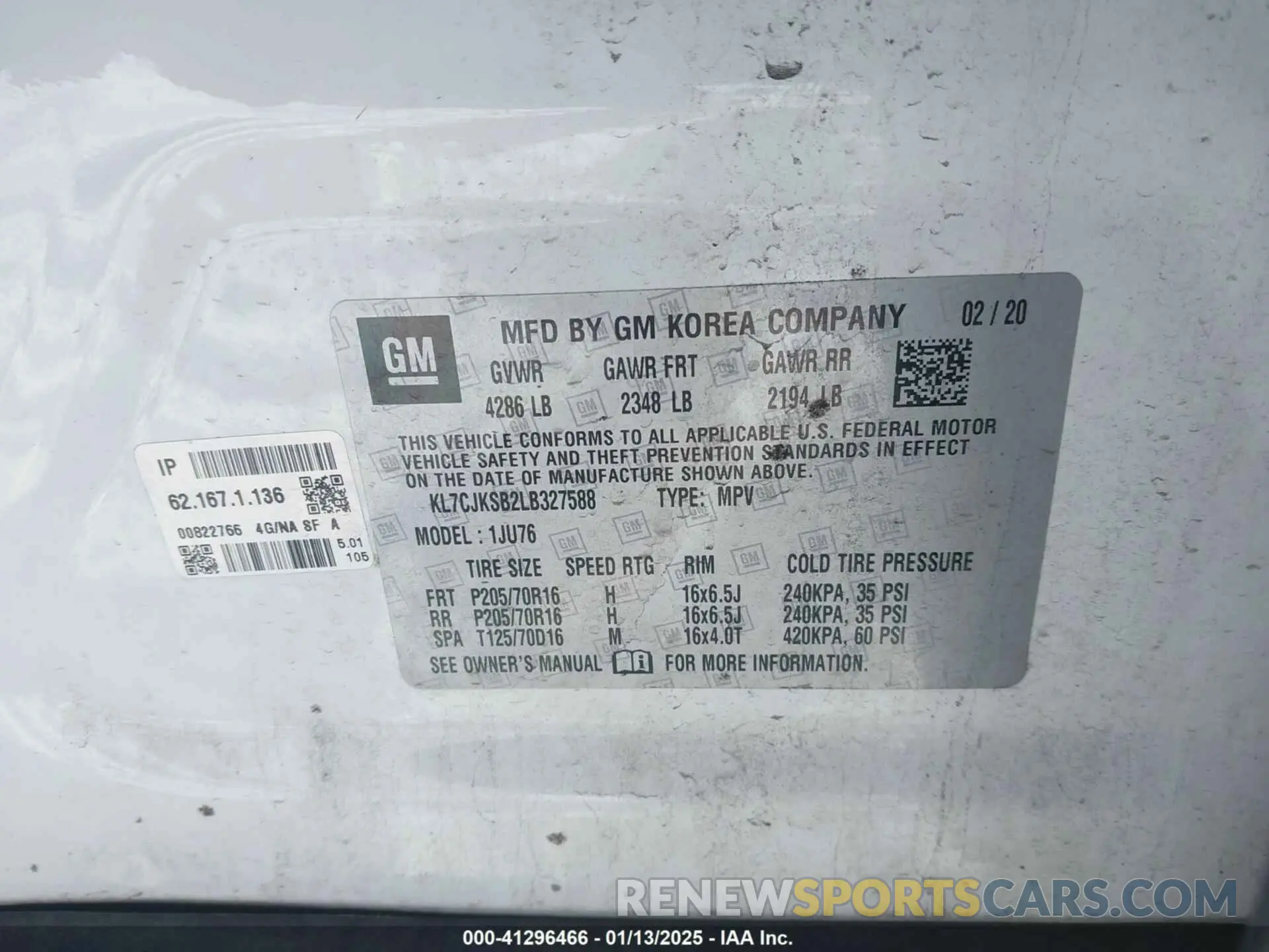 9 fotografías del automóvil dañado KL7CJKSB2LB327588 CHEVROLET TRAX 2020