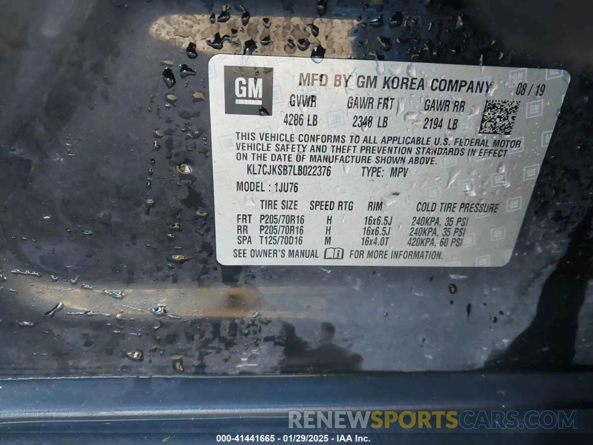 9 fotografías del automóvil dañado KL7CJKSB7LB022376 CHEVROLET TRAX 2020