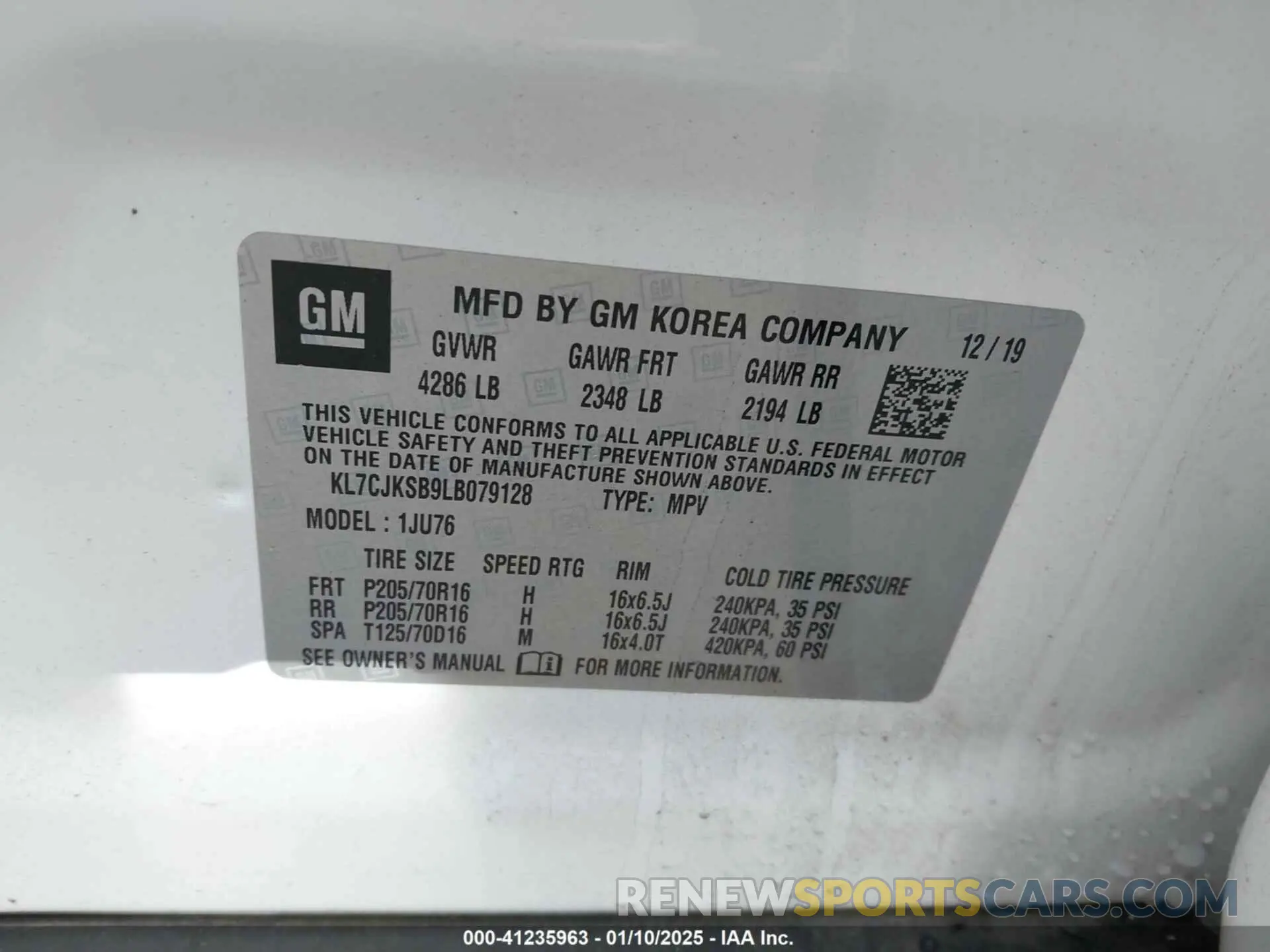 9 fotografías del automóvil dañado KL7CJKSB9LB079128 CHEVROLET TRAX 2020