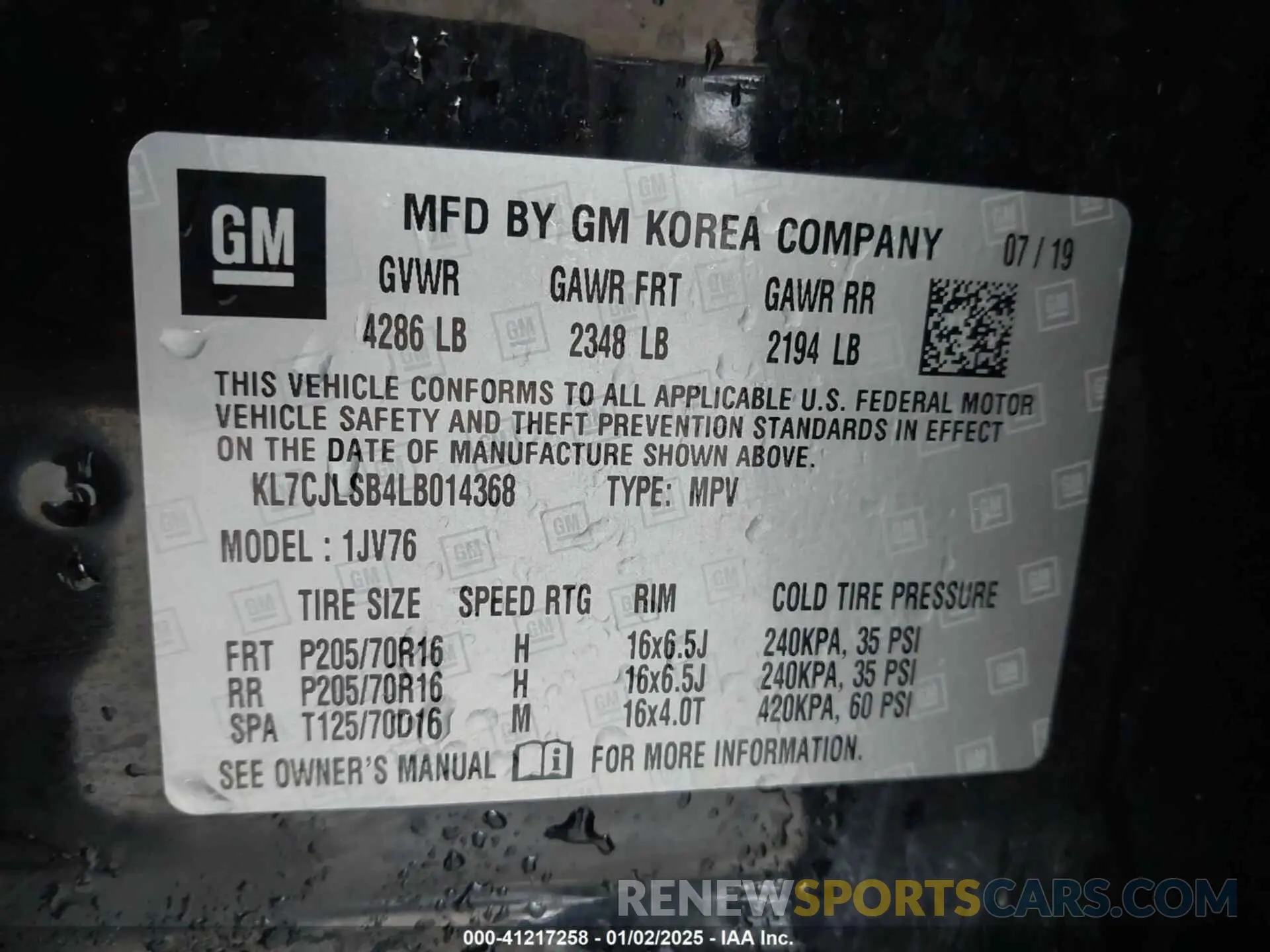 9 fotografías del automóvil dañado KL7CJLSB4LB014368 CHEVROLET TRAX 2020