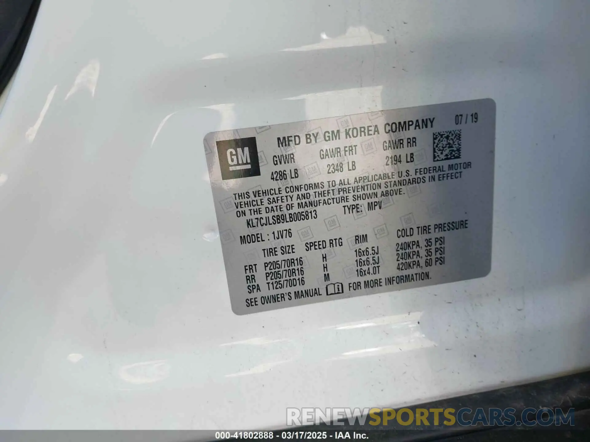 9 fotografías del automóvil dañado KL7CJLSB9LB005813 CHEVROLET TRAX 2020